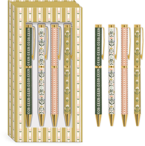 Juego de 4 bolígrafos Flores Vintage