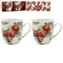 Cargar imagen en el visor de la galería, Set de 2 tazas diseño fresas