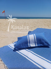 Cargar imagen en el visor de la galería, Almohadón inflable de playa azul 100 % algodón