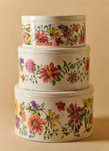 Set de tres latas diseño flores de jardín