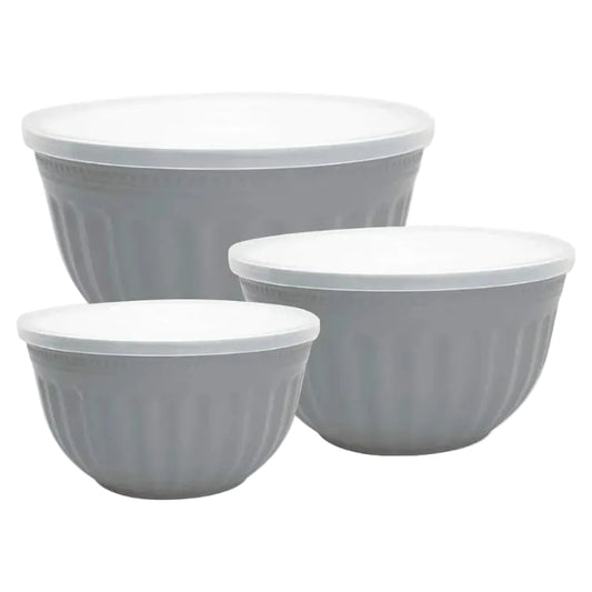 Set de 3 Cuencos para Mezclar con Tapa Hermética – Diseño  gris