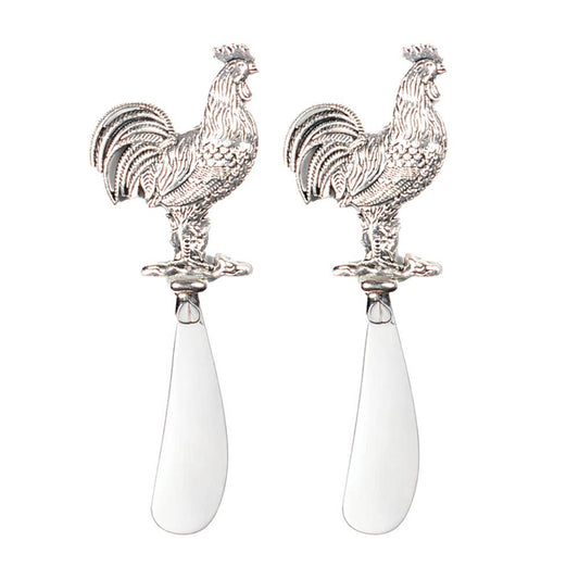 Set de 2 untadores con diseño de gallo plateado