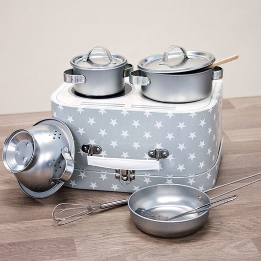 Maletita con juego de cocina en color gris