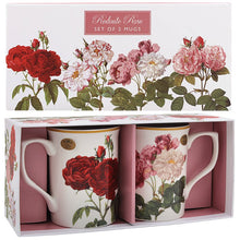 Cargar imagen en el visor de la galería, Set de dos Tazas Porcelana Rosa Botanica Redouté