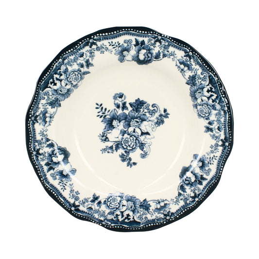 Plato hondo de porcelana diseño Faustine azul