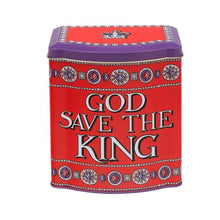 Cargar imagen en el visor de la galería, Caja de lata rectangular con diseño &quot;God save the king&quot;