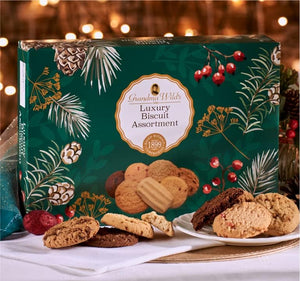 Caja regalo con diseño floral navideño selección de galletas