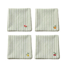 Cargar imagen en el visor de la galería, Pack de 4 unidades servilletas rayas Verde: 43x43 cm