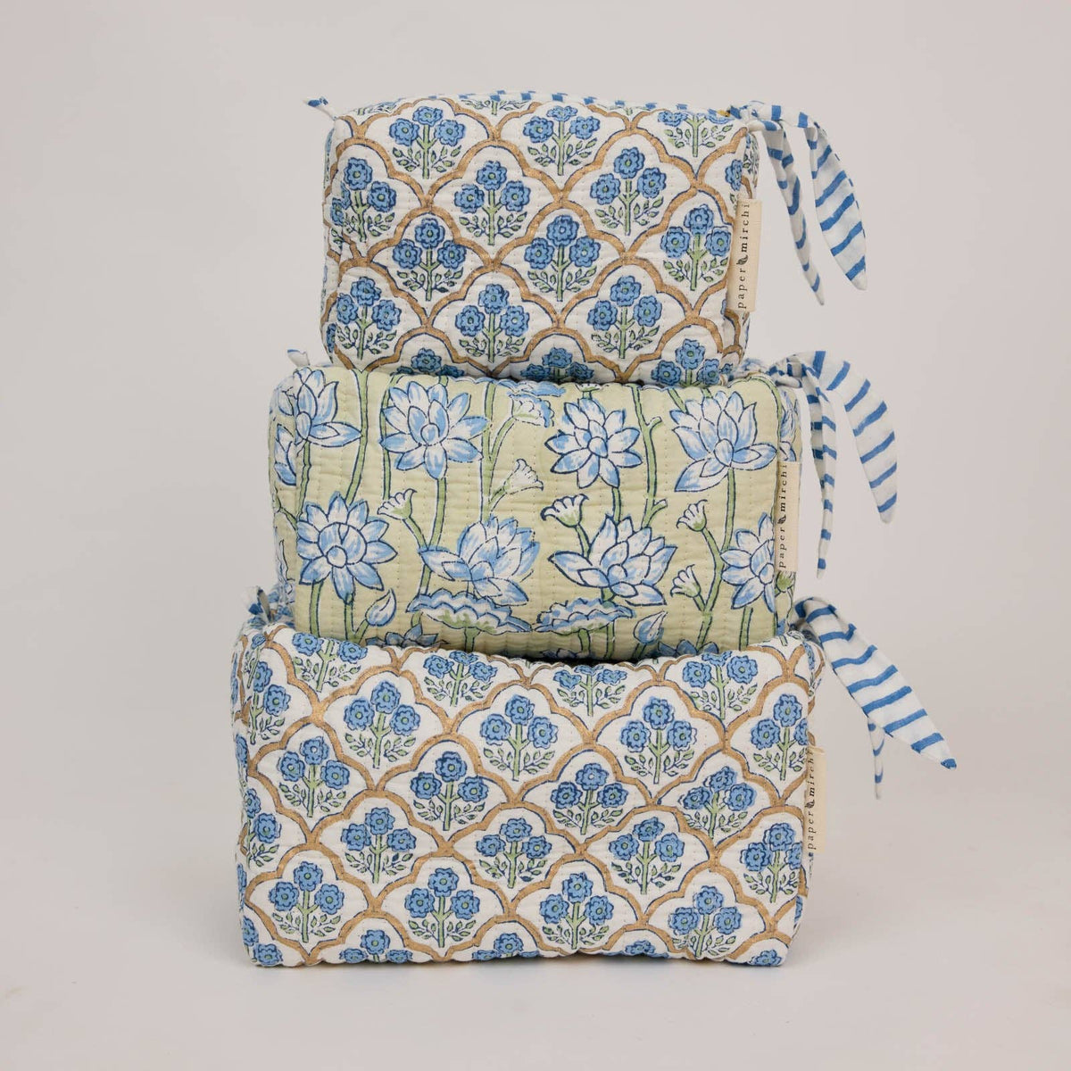 Neceser de Algodón Orgánico  Trellis Indigo azul