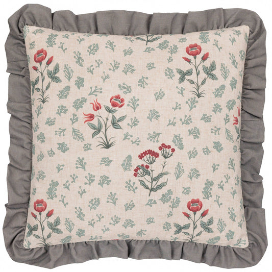 Almohadón con Volantes Estampado Floral de Lino Renata (50 x 50 cm)