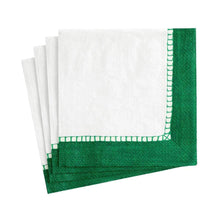 Cargar imagen en el visor de la galería, Servilletas Cocktail de papel diseño Borde de lino esmeralda