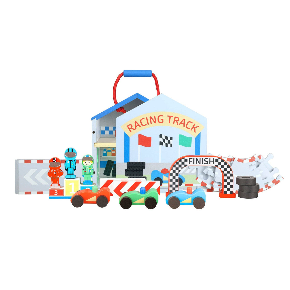 Circuito de carreras de madera con coches