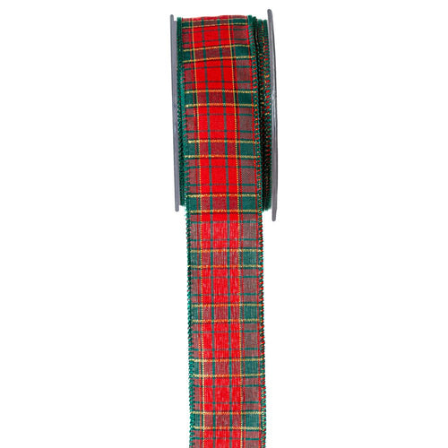 Cinta diseño tartan roja y verde