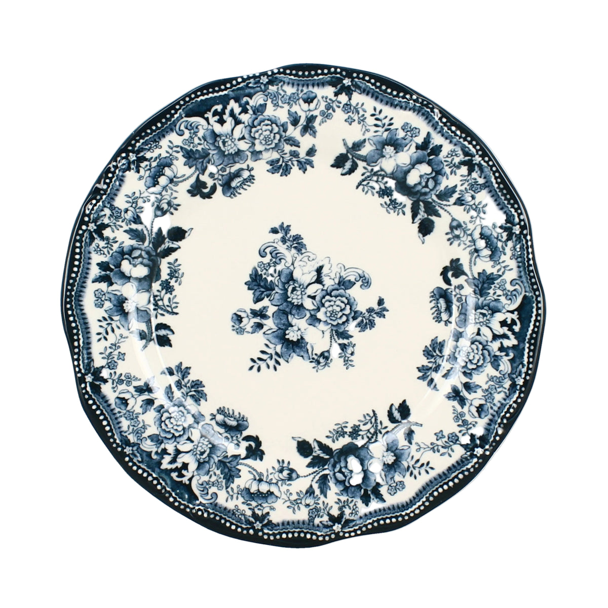 Plato llano de porcelana diseño Faustine azul