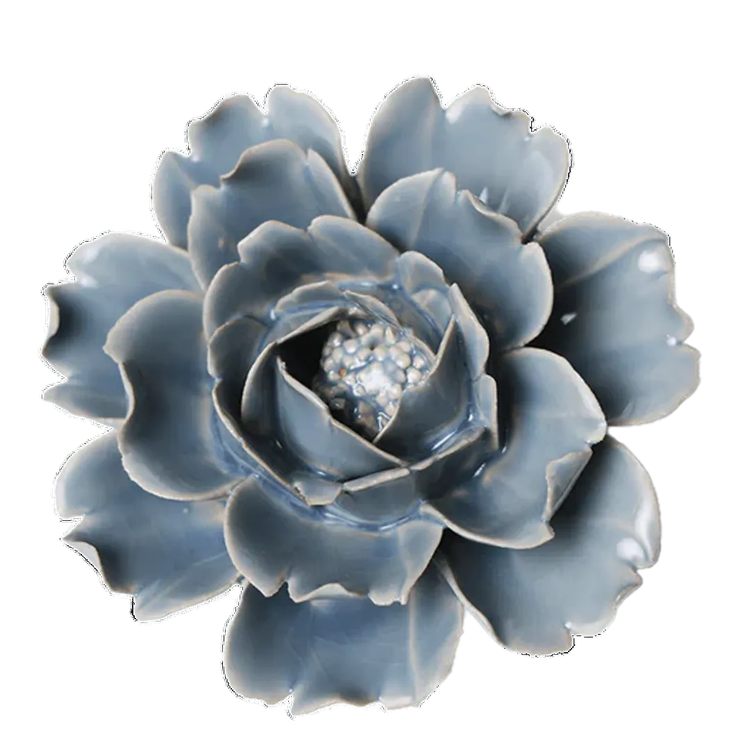 Flor de cerámica Jardín Inglés, Rosa Azul Pastel