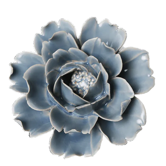 Flor de cerámica Jardín Inglés, Rosa Azul Pastel