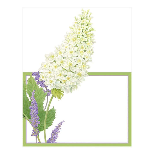 Tarjeta de lugar diseño lila blanca