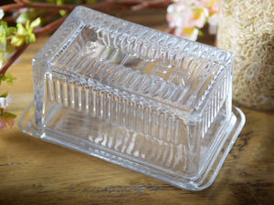 Mantequillero de cristal rectangular