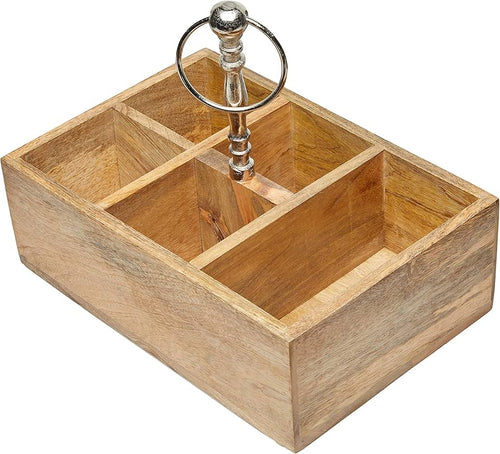 Porta cubiertos de madera con asa