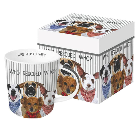 Tazade porcelana  con diseño ¿Quién Rescató a Quién?