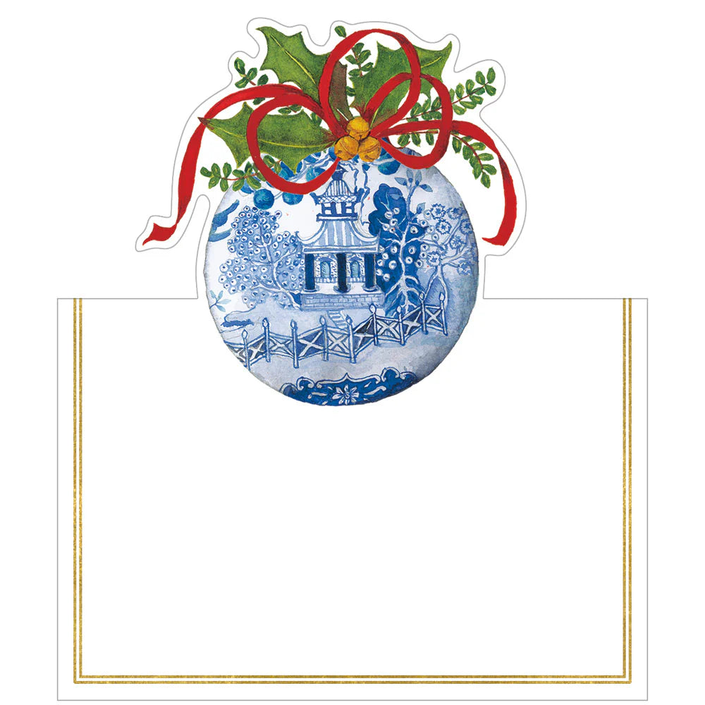 Tarjetas de sitio de mesa diseño Blue And White Ornament