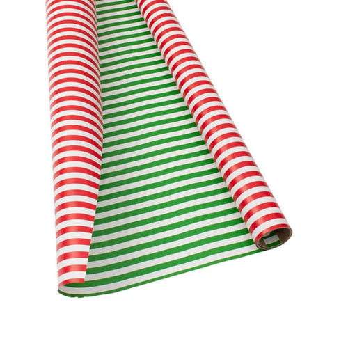Papel de Regalo Reversible a Rayas Rojas y Verdes – Diseño Navideño