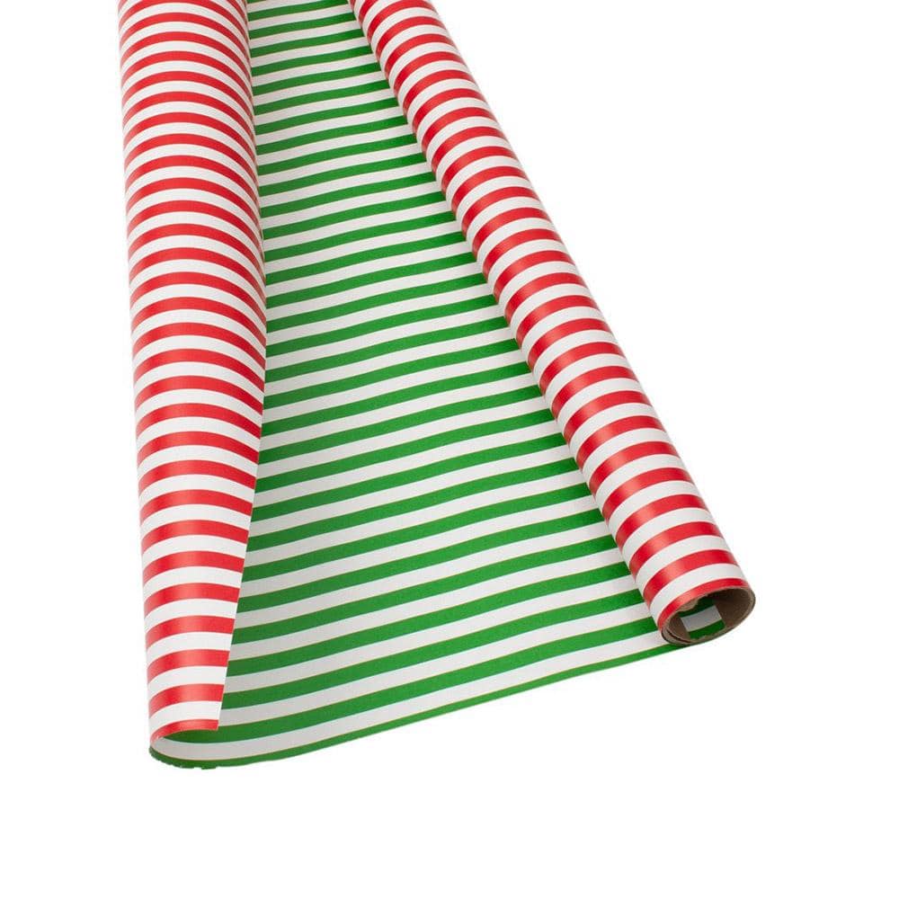 Papel de Regalo Reversible a Rayas Rojas y Verdes – Diseño Navideño
