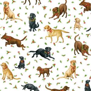 Papel de regalo labradores navideños 76x2,44cm