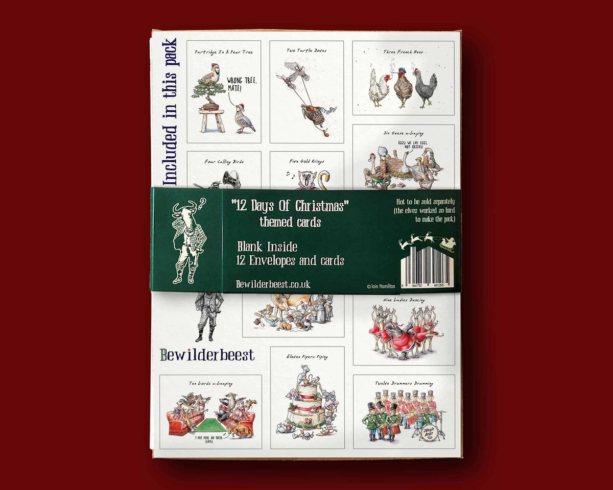Pack de 12 tarjetas de Navidad “12 Days of Christmas”