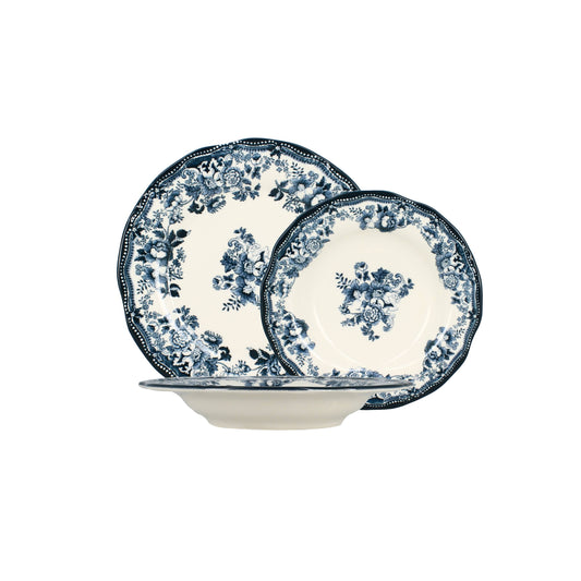 Plato hondo de porcelana diseño Faustine azul