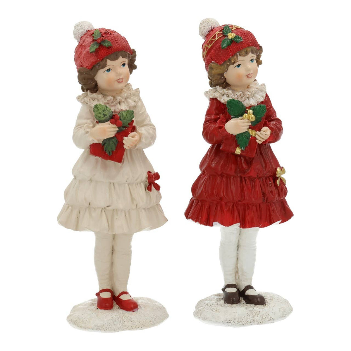 Figura de niña de poliéster roja, doble (An/Al/F) 6x17x5cm