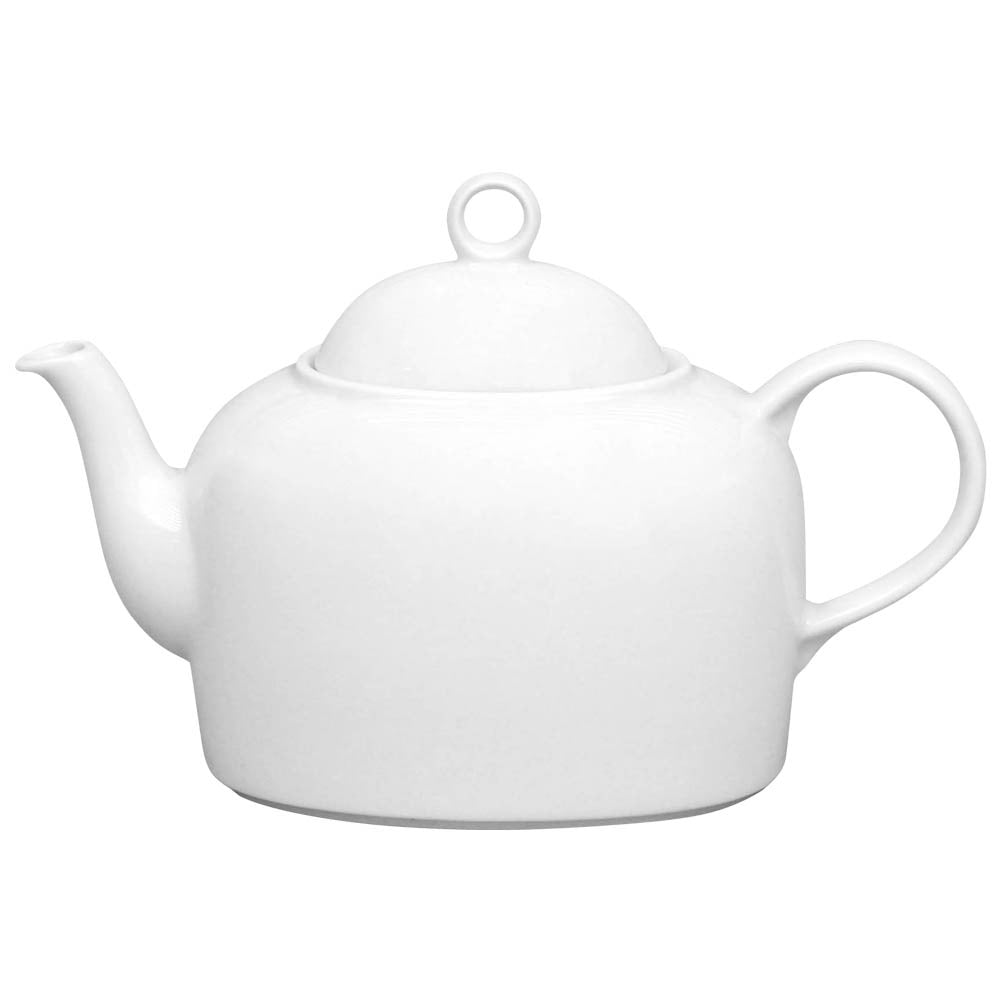 Tetera de porcelana blanca con tapa