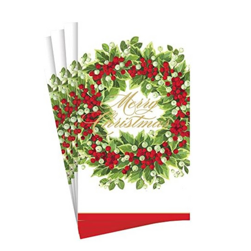 Servilletas de papel alargadas diseño corona de Navidad