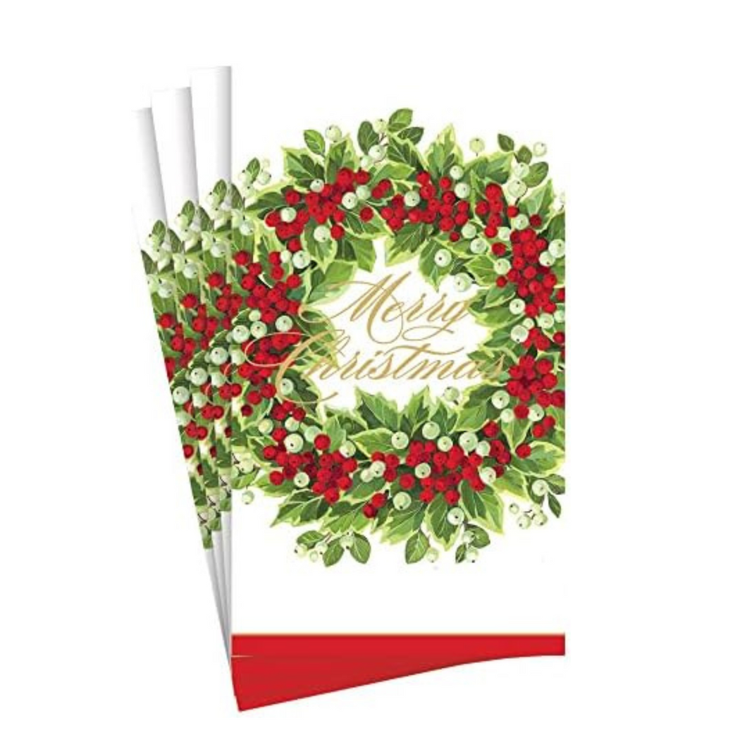 Servilletas de papel alargadas diseño corona de Navidad
