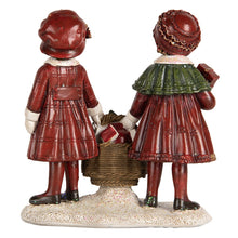 Cargar imagen en el visor de la galería, Figura decorativa infantil navideña – Niñas con cesta y regalo