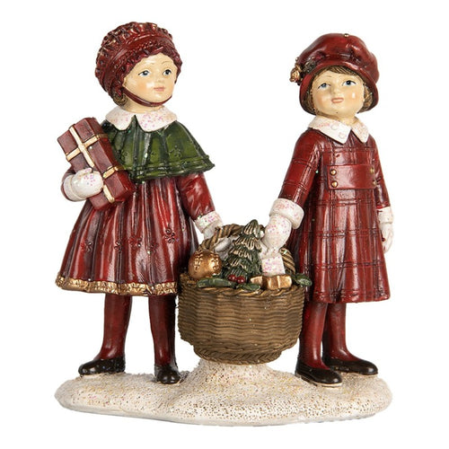 Figura decorativa infantil navideña – Niñas con cesta y regalo