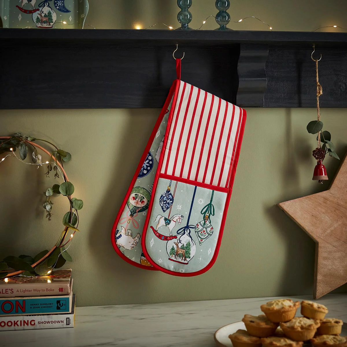 Guante doble de horno diseño "Christmas ornaments"