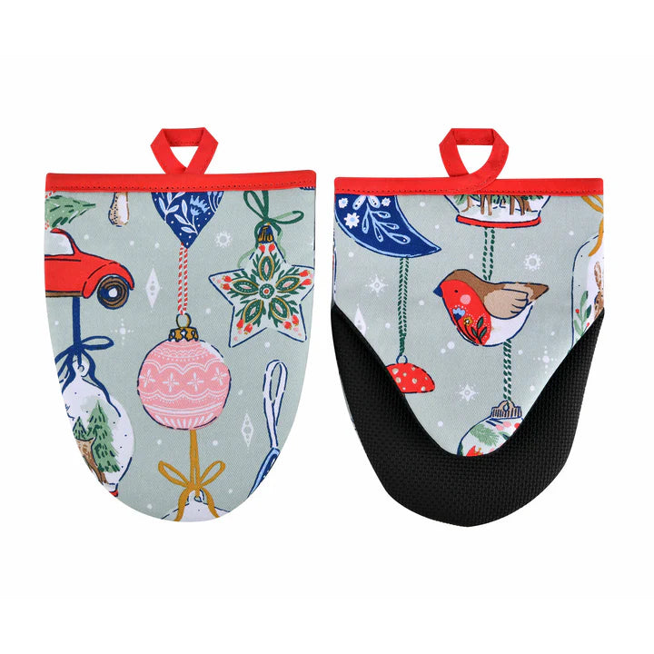 Set de dos manoplas diseño "Christmas ornaments"