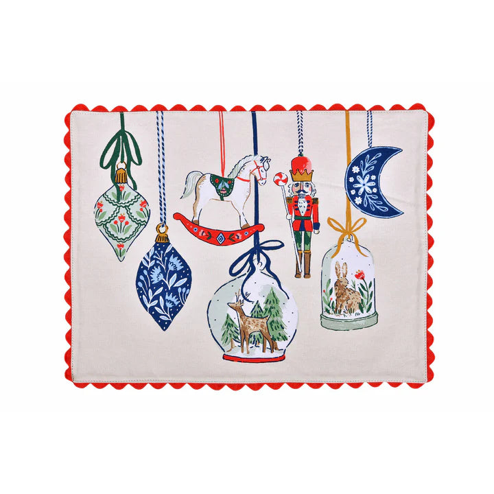 Set de dos individuales diseño "Christmas ornaments"