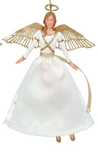 Adornos de ángeles en blanco y dorado