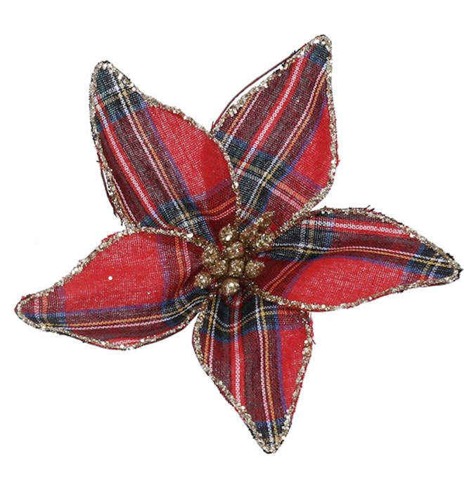 Poinsettias Tartan con Pinza
