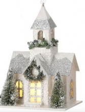 Cargar imagen en el visor de la galería, Adorno Navideño de Iglesia nevada con Luz