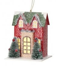 Cargar imagen en el visor de la galería, Adorno Navideño de  casa de pueblo luz led (14cm)