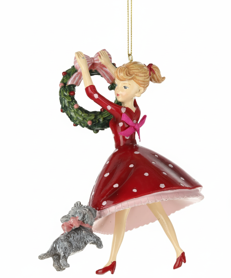 Adornos Damas Retro: Espíritu Navideño Clásico