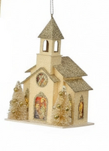 Cargar imagen en el visor de la galería, Adornos Colgantes: Capillas de Purpurina Dorada (15,25cm)