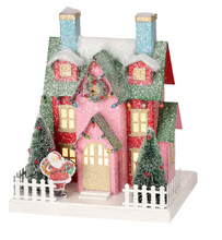 Cargar imagen en el visor de la galería, Decoración Navideña Mágica: Casas Luminosas con Glitter ( 25.50cm)