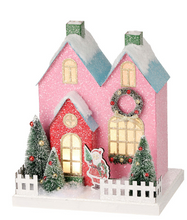 Cargar imagen en el visor de la galería, Decoración Navideña Mágica: Casas Luminosas con Glitter ( 25.50cm)