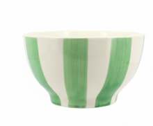Cargar imagen en el visor de la galería, Bol arlequín 70cl en gres blanco con rayas de colores