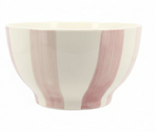 Cargar imagen en el visor de la galería, Bol arlequín 70cl en gres blanco con rayas de colores