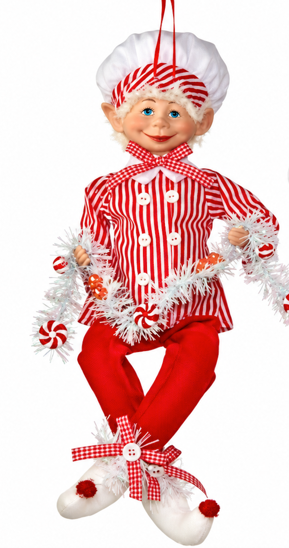 Adornos de figuras de elfos de caramelo